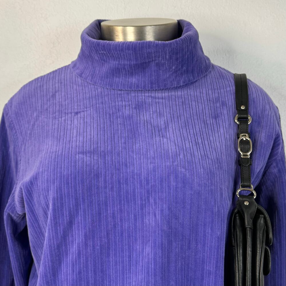 Vintage Purple Corduroy Mock Neck Long Sleeve Shirt Size XL - Picture 2 of 7